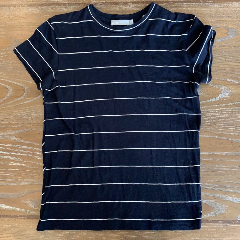 Vince Striped Navy T-Shirt